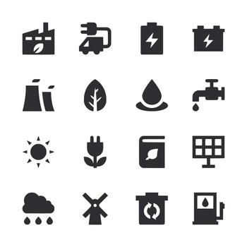 A collection of icons for various things related to the environment vector