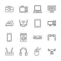 Set of icons for various electronic devices and appliances vector