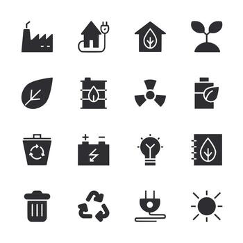 A collection of icons for various environmental topics vector