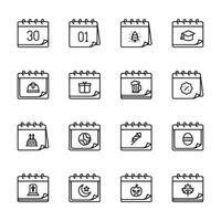 A set of 12 different calendar pages with various symbols and numbers vector