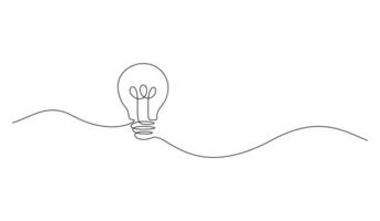 Light bulb continuous one line drawing graphic illustration vector