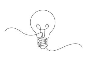 Continuous one line drawing of a light bulb. The concept of electricity consumption. Graphic illustration vector