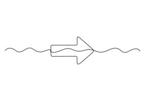 Continuous one line drawing Arrow pointing right. Single line Arrow pointing right. Graphic illustration vector