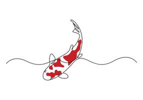 Continuous single line art koi fish. Graphic illustration vector