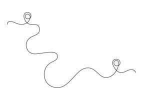 Abstract Traffic route between two points on map. Geolocation signs and trip plan trace continuous one line drawing pro illustration vector