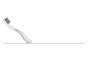 Continuous one line drawing of toothbrush and toothpaste. Single continuous line art toothbrush and toothpaste graphic illustration vector