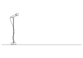 Stage microphone drawn in one continuous line drawing. Pro illustration vector