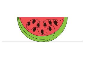Watermelon in one continuous line drawing. Single line drawing watermelon. Graphic illustration vector