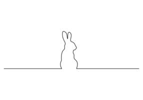 easter bunny single line art, rabbit line art, black line graphic illustration, editable stroke, horizontal design element graphic illustration vector