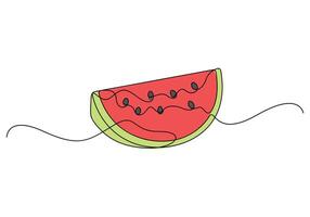One continuous line drawing of watermelon. Watermelon graphic illustration vector