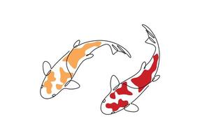 Koi fish drawn in one continuous line drawing. Pro illustration vector