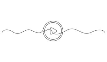 Play icon in continuous one line drawing style. Line art of play button. Graphic illustration. Abstract background vector