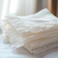 White Handkerchiefs with Lace Border photo