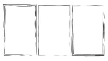 Three black and white squares with a white background. The squares are all different sizes and are arranged in a row vector
