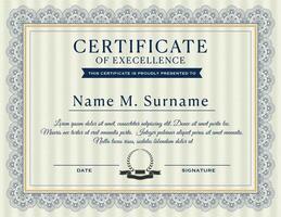 Award certificate design template for recognition and appreciation vector