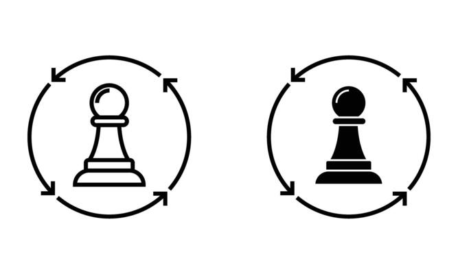 chess pawn piece with circle arrow