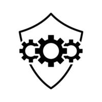 shield and cogwheel gears icon vector