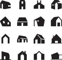 Various Type Geometric Bauhaus House Silhouette on a Background vector