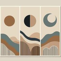 Unique Bauhaus Sun And Moon Silhouette Composition on a Background vector
