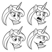 Magical Unicorn Line Art Minimalist Illustration vector