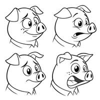 Black Silhouette of a Cute Pig Standing in Profile on a White Background vector