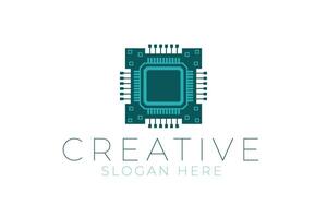 Modern Tech Microchip Teal Green icon data clean symbol future system vector