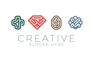 Abstract Geometric Modern Branding Identity Red Blue Icons Lines Style Clean vector