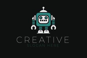 Friendly Teal Robot Modern Creative Icon web app kid cute tech game child vector
