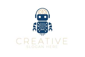 Modern AI Robot Technology Innovation icon blue data brain smart future symbol vector