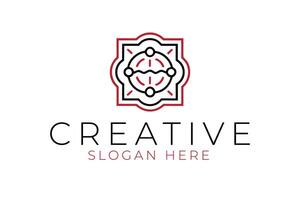 Elegant Red Black Abstract Global Creative art icon style image lines shape vector