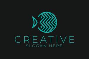 Abstract Teal Fish Modern Minimalist Style art icon aqua lines shape image vector