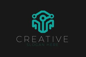 Abstract Teal Tech Network Modern Minimalist Web Icon Data Clean Lines Symbol vector