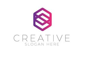 Modern Abstract Hexagon Purple Gradient art icon pink lines shape color white vector