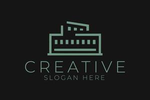 Modern Minimalist Building Green Teal icon line city clean style shape house vector