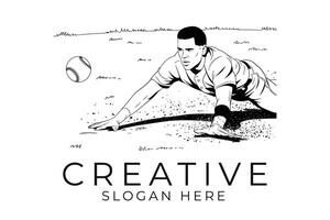 Baseball Player Sliding Action Dynamic Pose Black White game team dirt speed vector
