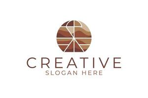 Abstract Brown Circle Modern Elegant Branding art icon tone style shape lines vector