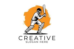 Dynamic Cricket Player Action Pose bat game ball pads icon team vector