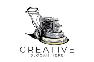 High Quality Floor Polishing Machine job tool grey tool work icon retro vector