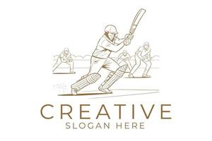 Dynamic Cricket Batsman Action Sketch Graphic art game team line sport match vector