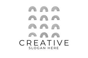 Simple Rainbow Pattern Minimalist Modern art icon cute lines black vector