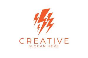 Abstract Orange Lightning Bolt Template icon fast mark power speed vivid sharp vector