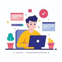 person working in tidy modern office vector