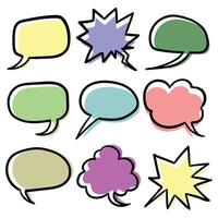 Bubble chat hand drawn collection with color Bubble comment sticker creative design vector