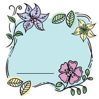 Flowers line art frame design. Smooth color of flower frame. vector