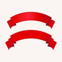 Set of two decorative red ribbon banners isolated on white background vector