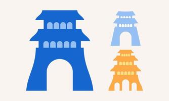 Pagoda Building Architectural Set vector