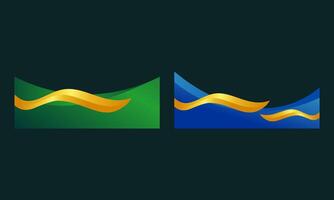 Curve Border Design Green and Blue with Gold Ribbon vector