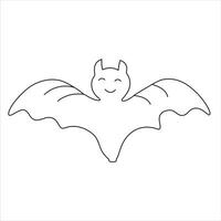 Doodle illustration of cute bat. Simple black and white outline drawing, hand drawn, isolated on white background. Halloween, funny scary stories vector