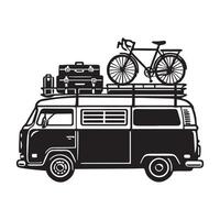 Distinctive Vintage Camper Van Art for Designers vector