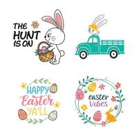 Happy Easter Typography T-shirt Design Bundle Easter Color Clipart Design vector